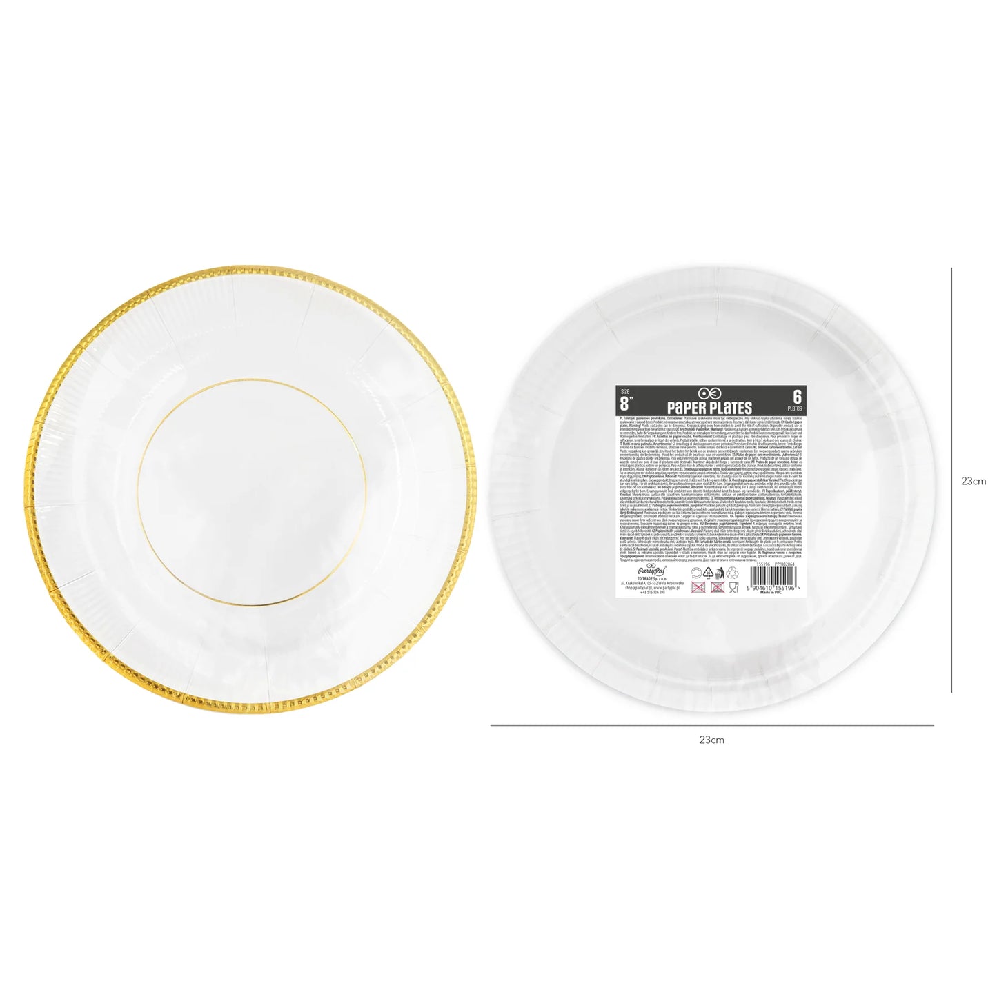 Talerzyki papierowe Elegant Gold 20,5 cm (8”) – 6 szt.