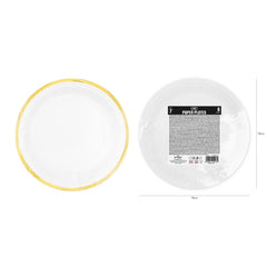 Talerzyki papierowe biało-złote Classic Gold 18 cm (7”) – 6 szt.