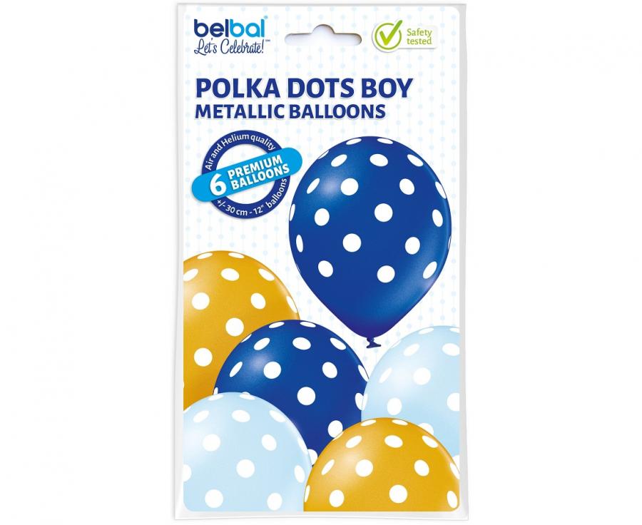 Balony lateksowe 12 cali Belbal grochy dla chłopca 6 szt.