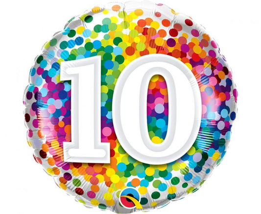 Balon foliowy 18" QL RND Tęczowe konfetti 10