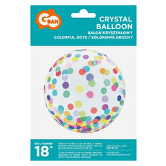 Balon Aqua - kryształowy, kolorowe grochy, 18 cali