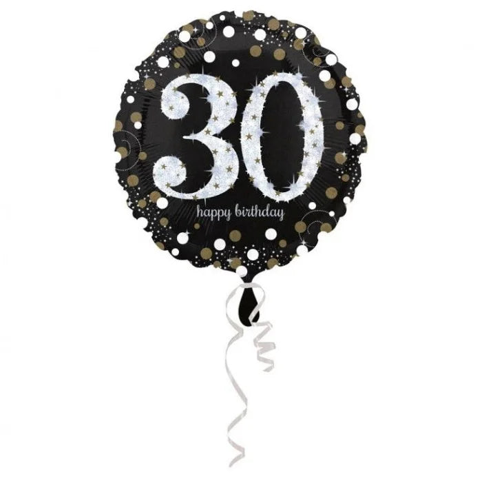 Balon foliowy 18" Sparkling Birthday 30 okrągły, 43 cm