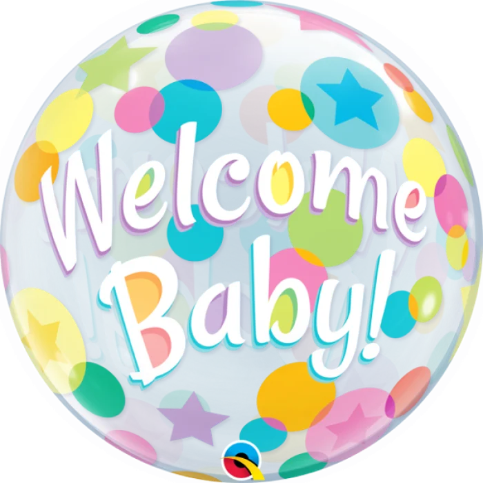 Balon foliowy bybbels okrągły transparentny baby shower x1