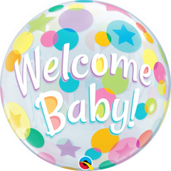 Balon foliowy bybbels okrągły transparentny baby shower x1