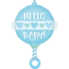 Balon foliowy CIR Hello Baby, niebieski, 43x60 cm, zapakowany
