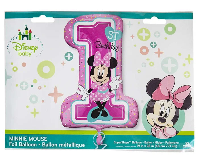 Balon foliowy Cyfra 1 „Minnie Mouse” – 1st Birthday | 36” / 91 cm - Balloons