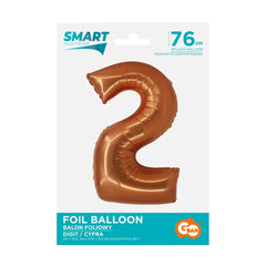 Balon foliowy Cyfra 2, miedziana, Smart, 76 cm