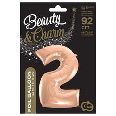 Balon foliowy Cyfra 2, różowo-złota, 92 cm