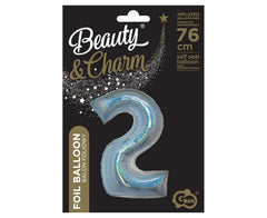 Balon Foliowy Cyfra ’2’’ – Srebrny Holograficzny | 76 cm