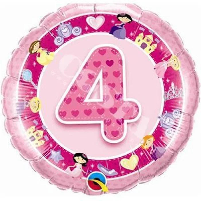 Balon foliowy cyfra 4 okrągły różowy