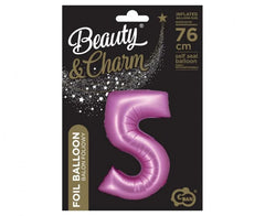 Balon Foliowy Cyfra ’5’’ – Satynowy Różowy | 76 cm