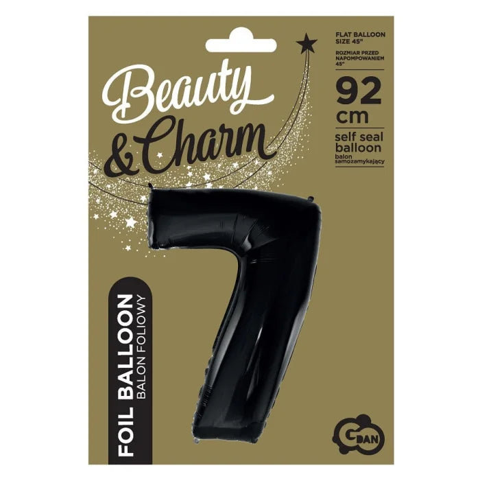 Balon foliowy CYFRA 7, B&C, czarna - 92 cm