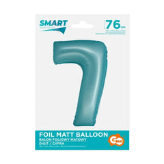 Balon foliowy Cyfra 7, j. niebieska matowa, Smart, 76 cm