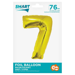 Balon foliowy Cyfra 7, Złota, SMART, 76 cm