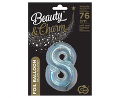 Balon Foliowy Cyfra ’8’’ – Srebrny Holograficzny | 76 cm