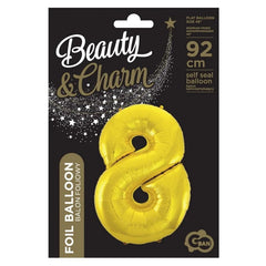 Balon foliowy Cyfra 8, złota, 92 cm
