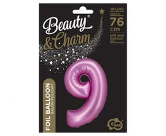 Balon Foliowy Cyfra ’9’’ – Satynowy Różowy | 76 cm