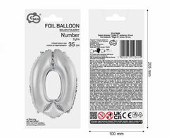 Balon foliowy cyfra srebrny – 35 cm