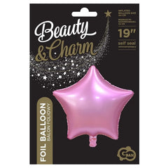Balon foliowy GWIAZDA, matowa, różowa, 19 cali