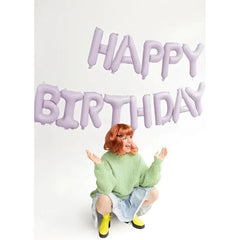Balon Foliowy "Happy Birthday" – Fioletowy, 340x35 cm