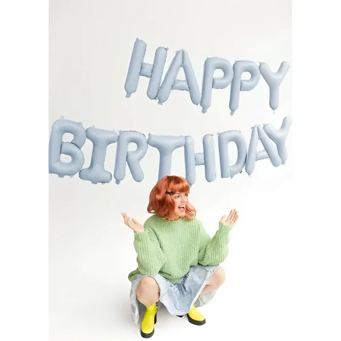 Balon Foliowy "Happy Birthday" – Niebieski, 340x35 cm