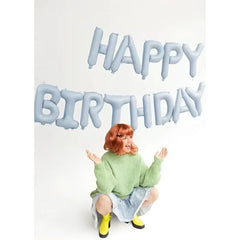 Balon Foliowy "Happy Birthday" – Niebieski, 340x35 cm