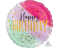 Balon foliowy Happy Birthday tęczowy 46 cm (18 cali) - Balloons