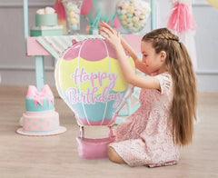 Balon foliowy Happy Birthday – balon z koszem 40 × 60 cm - Balloons