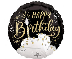 Balon foliowy Happy Birthday z tortem i świeczką 46 cm (18”) - Balloons