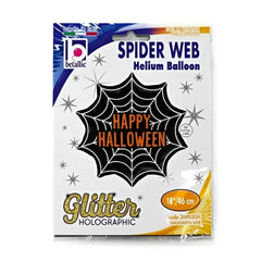 Balon foliowy „Happy Halloween” z pajęczyną – pomarańczowy 46 cm (18”) Grabo - Balloons