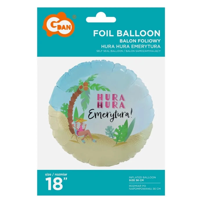 Balon foliowy HURA HURA Emerytura, 18 cali