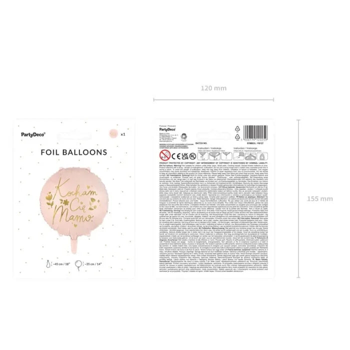 Balon foliowy "Kocham Cię Mamo", 45 cm, różowy