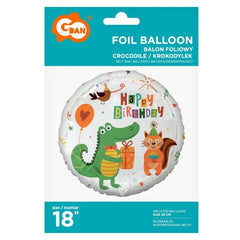 Balon foliowy Krokodylek z prezentem Happy Birthday , 45 cm
