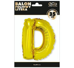 Balon foliowy litera ’D’ – złoty 35 cm