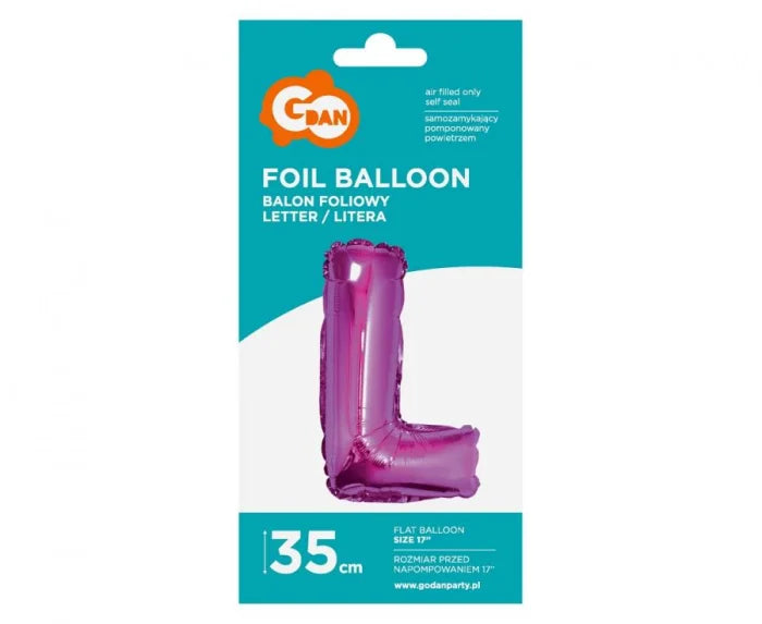 Balon foliowy ’Litera L’ różowa 35 cm