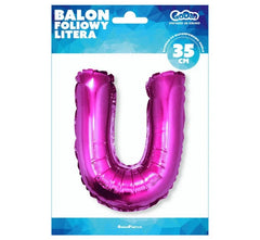 Balon foliowy litera „U” – różowy 35 cm