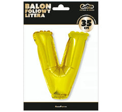 Balon foliowy ’Litera V’ – złota 35 cm