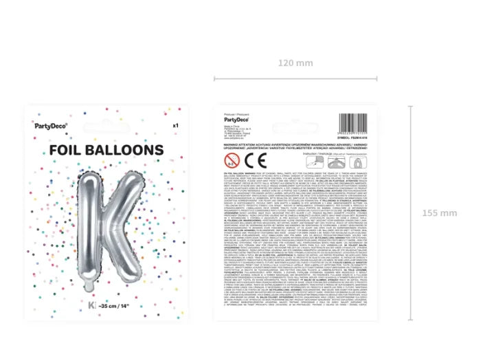 Balon foliowy metalizowany – Litera ’K’ srebrny 40 cm