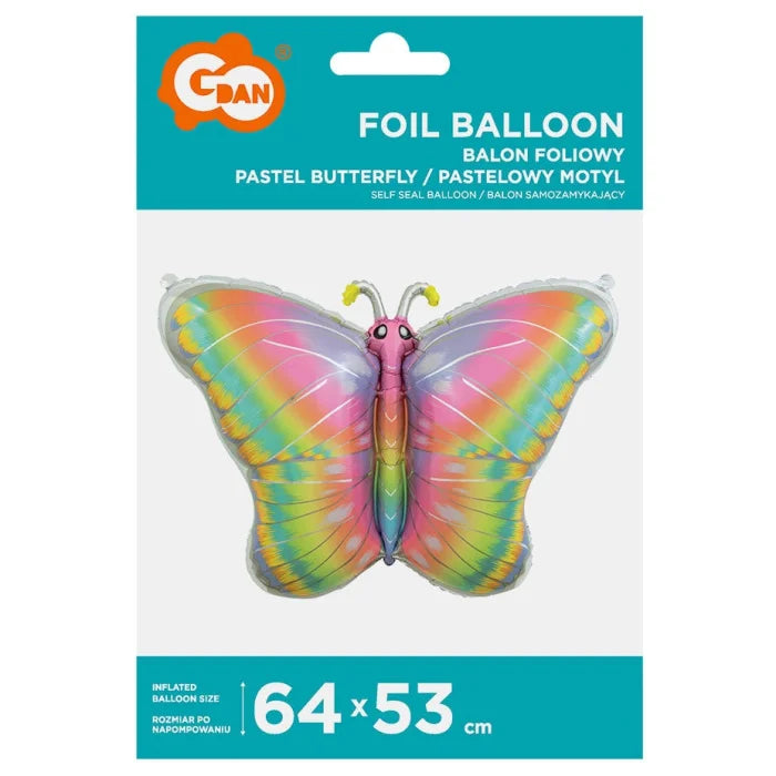 Balon foliowy Pastelowy Motyl 64x53 cm – kolorowa dekoracja na każdą okazję