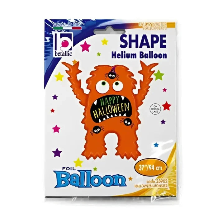 Balon foliowy potwór pomarańczowy z napisem „Happy Halloween” – 94 cm Grabo - Balloons