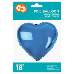 Balon foliowy SERCE, niebieskie, 18 cali