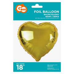 Balon foliowy SERCE, złote, 18 cali
