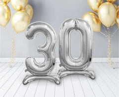 Balon foliowy stojący cyfra 3 srebrny – 74 cm Beauty&Charm