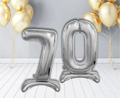 Balon foliowy stojący cyfra 7 srebrny – 74 cm Beauty&Charm