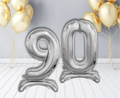 Balon foliowy stojący cyfra 9 srebrny – 74 cm Beauty&Charm