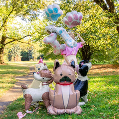 Balon foliowy stojący Pies Buldog z czapeczką 60 × 98 cm – zabawna dekoracja na urodziny i imprezy dziecięce - Balloons