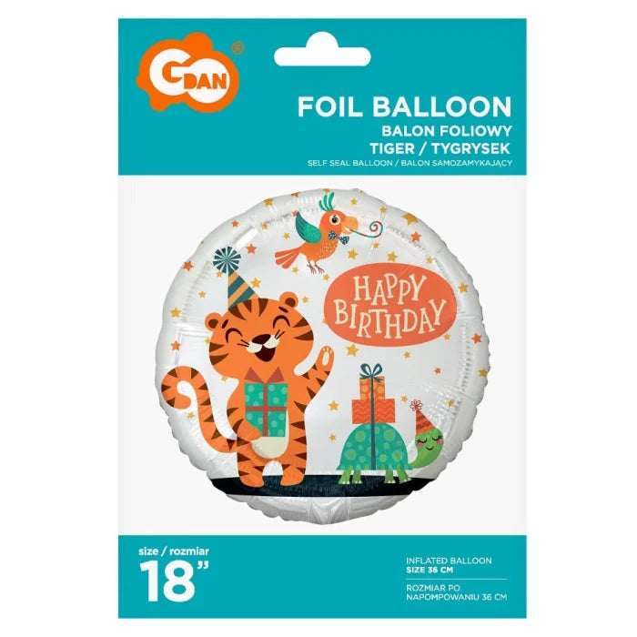 Balon foliowy Tygrysek Happy Birthday , 45 cm