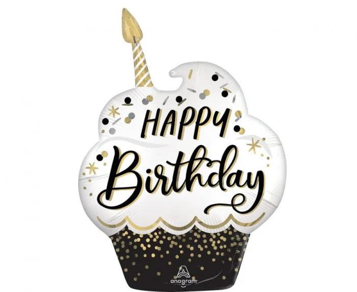 Balon foliowy urodzinowa babeczka 73 cm – Happy Birthday Anagram - Balloons