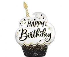 Balon foliowy urodzinowa babeczka 73 cm – Happy Birthday Anagram - Balloons