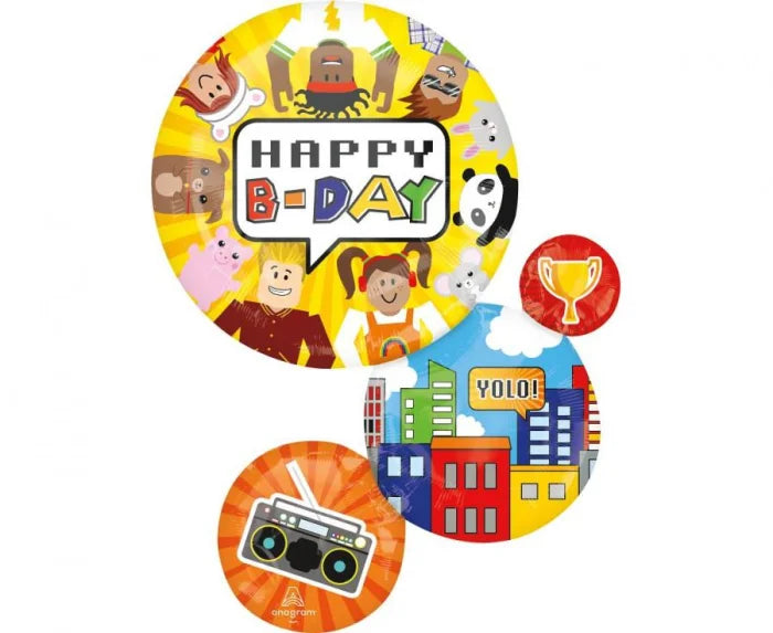Balon foliowy urodzinowy Party Town Roblox 71×55 cm – Happy B-day Anagram - Balloons